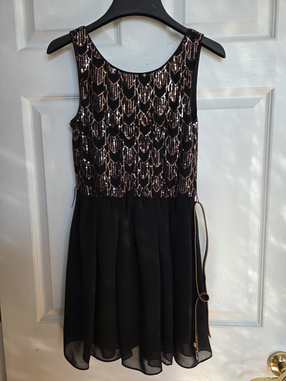Love Reign Black Mini Dress with Rose Gold Sequin Bodice